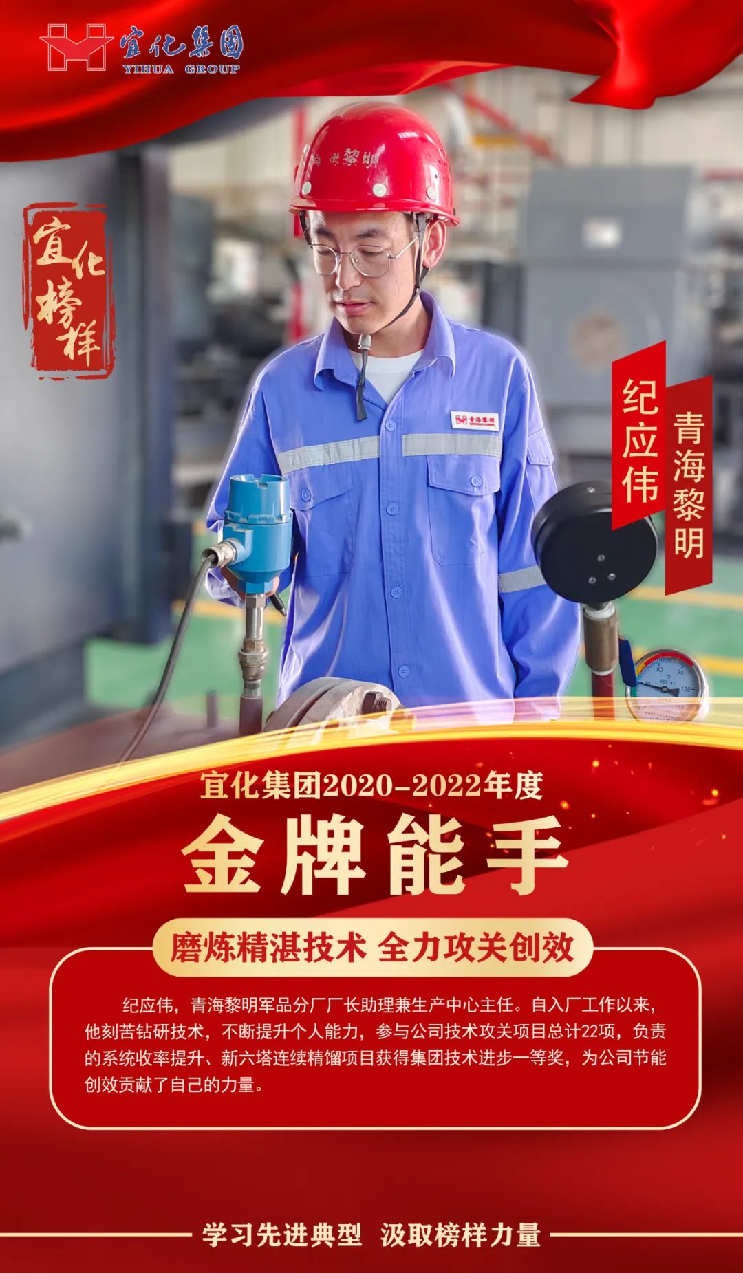 【宜化榜樣】金牌能手紀(jì)應(yīng)偉：磨煉精湛技術(shù)，全力攻關(guān)創(chuàng)效